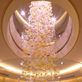 Long staircase glass bubble chandelier
