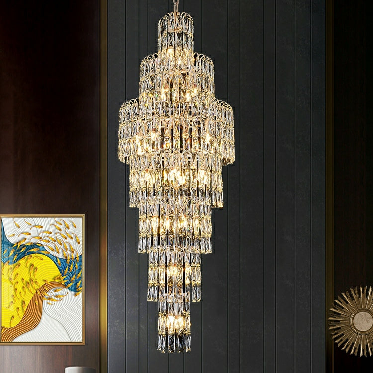 Riviko Grand Lumina Crystal Staircase Chandelier - formal American dining room