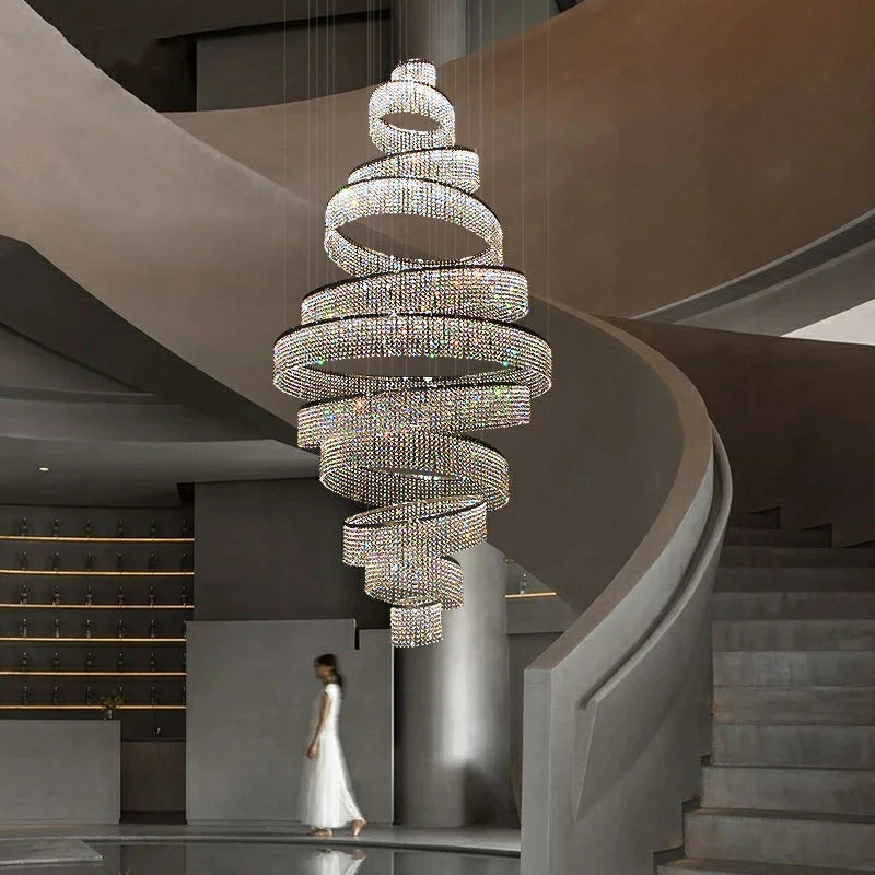 Riviko Grand Lumina K9 Crystal Tassel Chandelier - grand American estate foyer