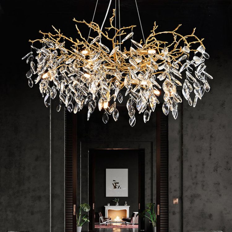 LG Gold Chandeliers Tree Branch Kitchen, Modern Crystal Chandelier