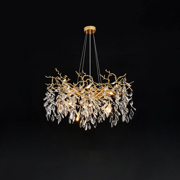 LG Gold Chandeliers Tree Branch Kitchen, Modern Crystal Chandelier