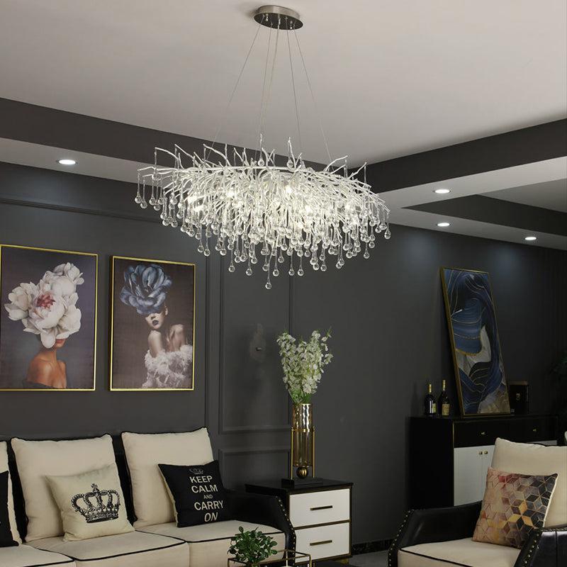 LG Aqua Modern Tree Branch Crystal Chandelier 47.5" L