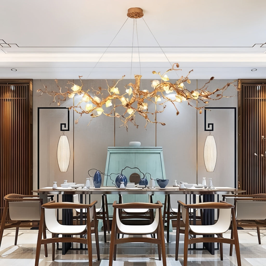 Riviko Luxury Flower Tree Branch Chandelier - grand American foyer with two-story ceiling