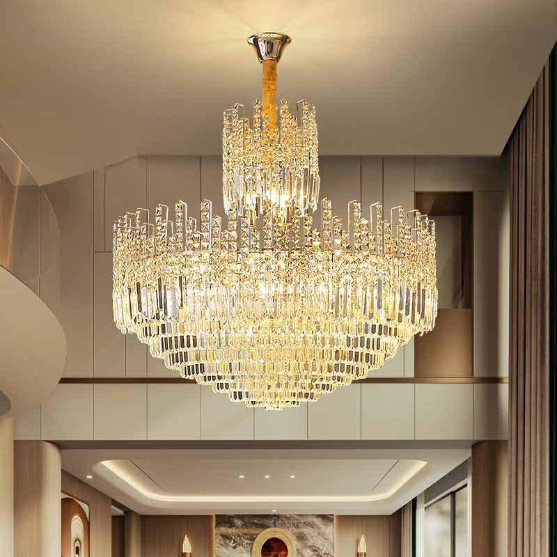 Riviko Grand Lumina Round Crystal Chandelier - American ballroom or formal entertaining space