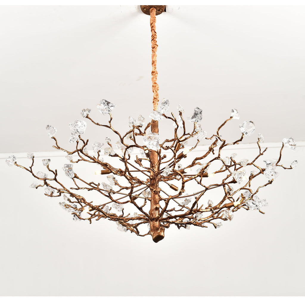 Livio Gemstone Branch Brass Round Chandelier