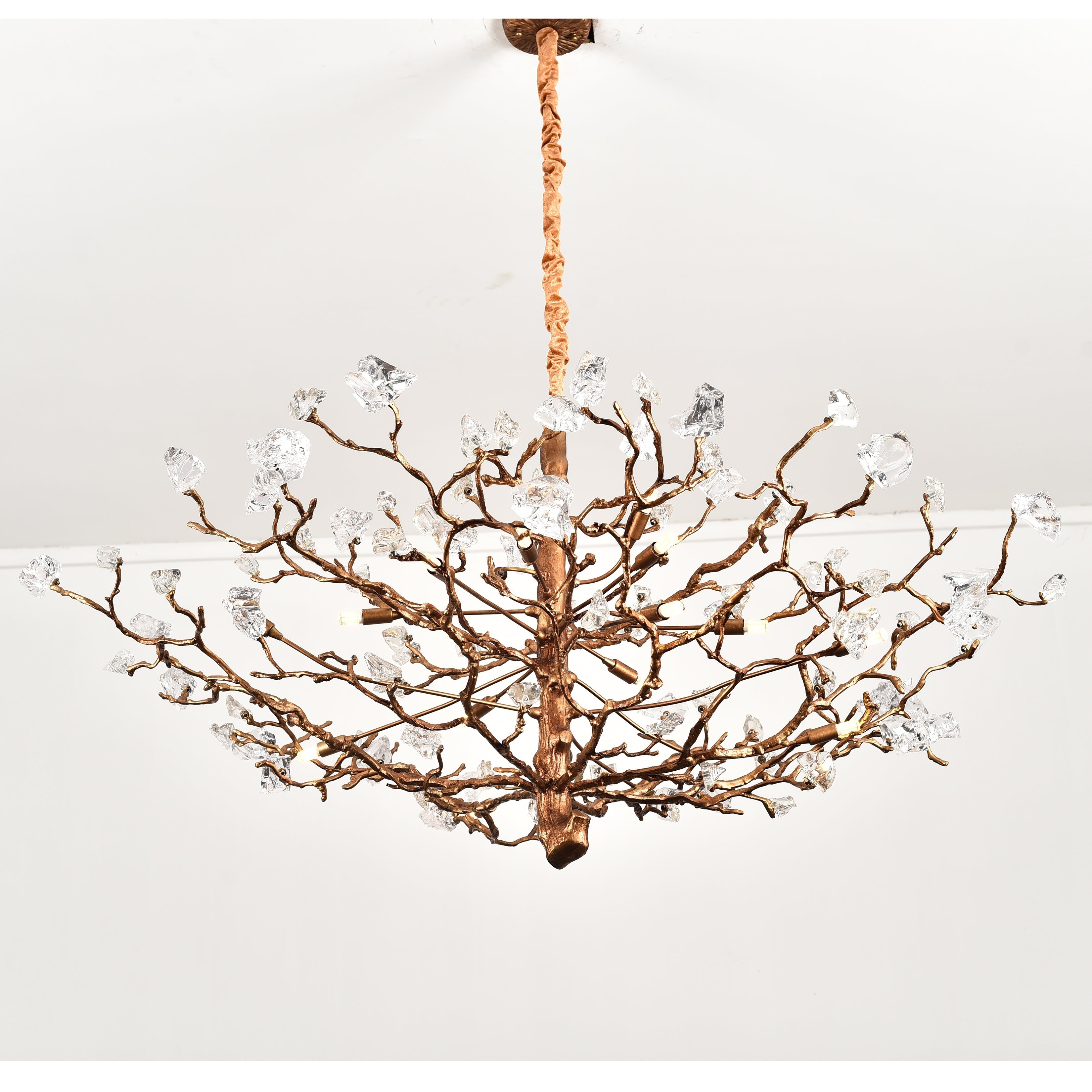 Livio Gemstone Branch Brass Round Chandelier