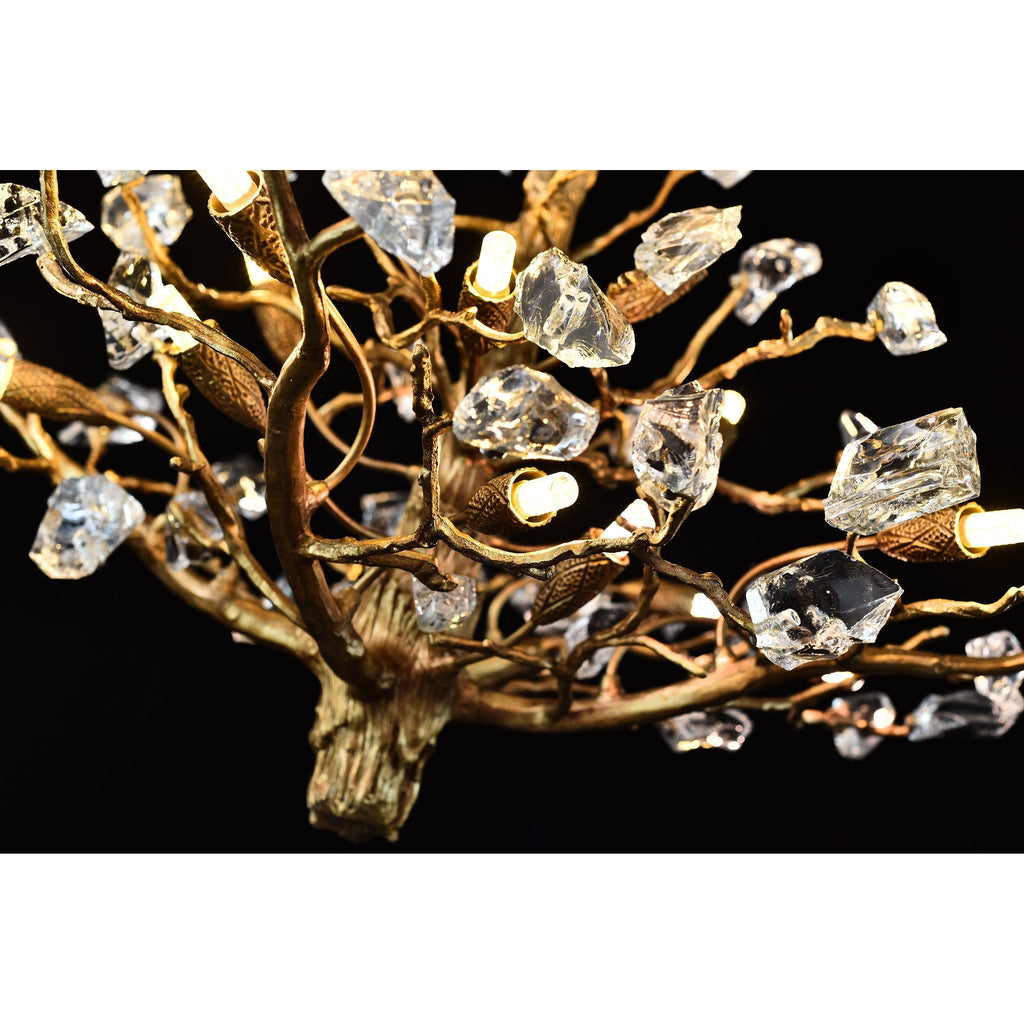 Livio Gemstone Branch Brass Round Chandelier