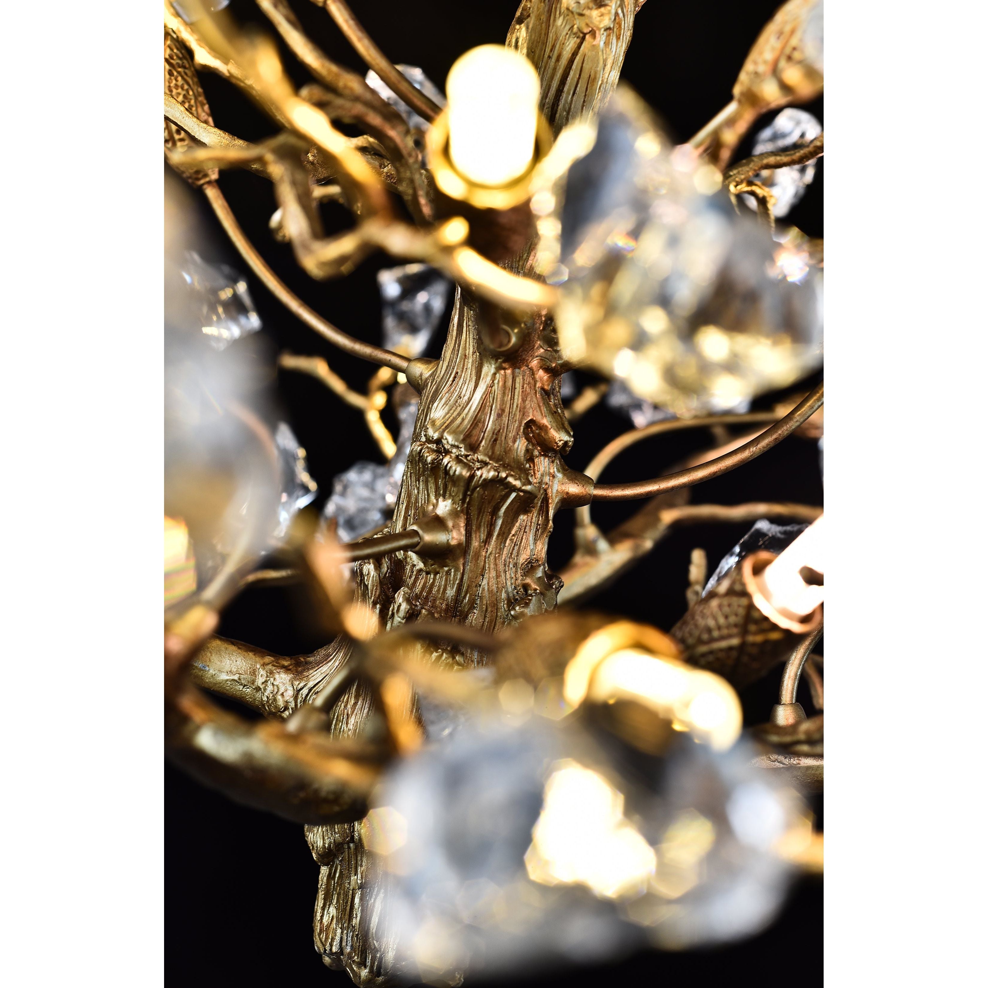 Livio Gemstone Branch Brass Round Chandelier