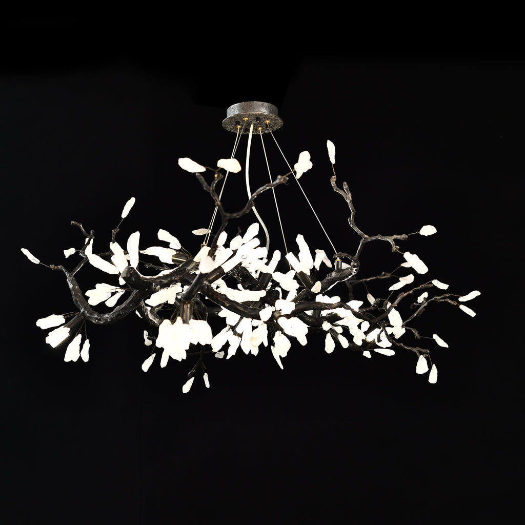 Selenite Crystal Blossom Branching Tree Chandelier