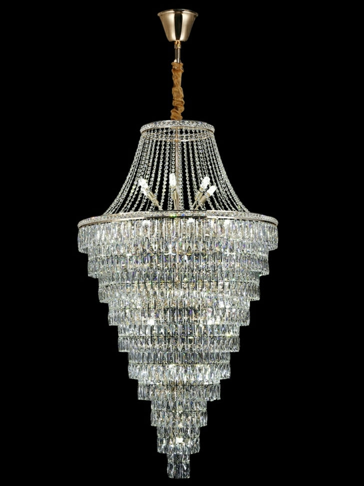 Riviko Grand Radiance Tiered K9 Crystal Chandelier - Background Shot