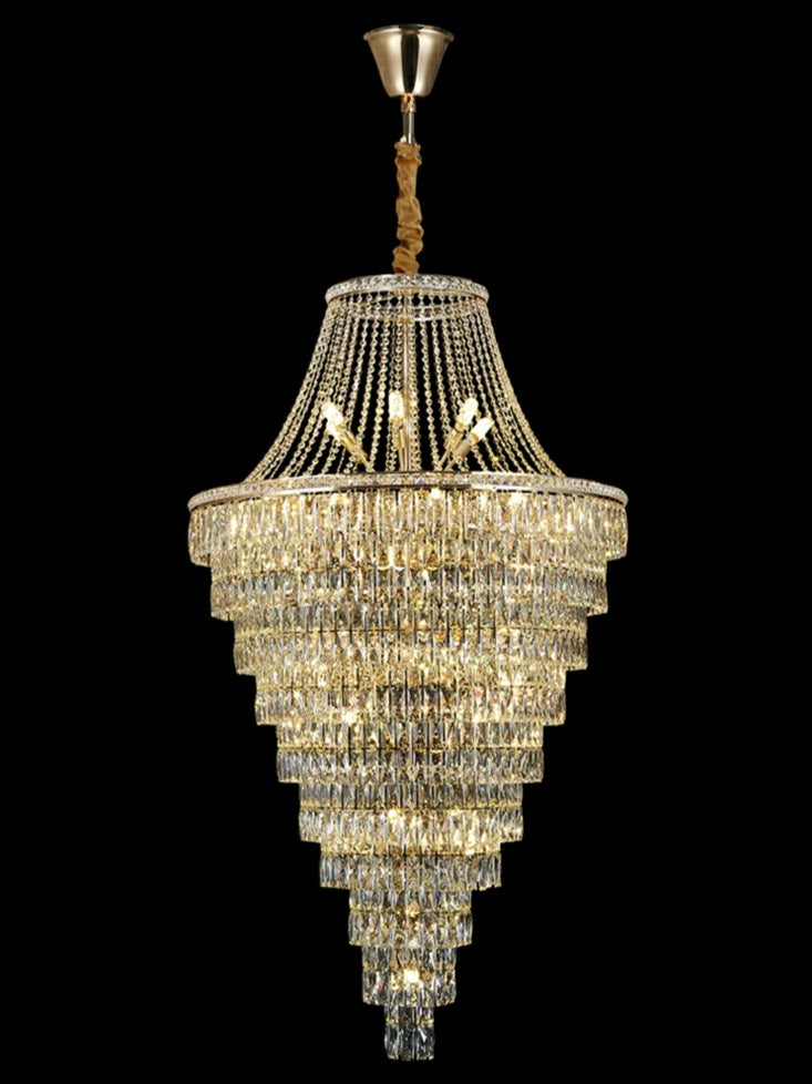 Riviko Grand Radiance Tiered K9 Crystal Chandelier - Background Shot