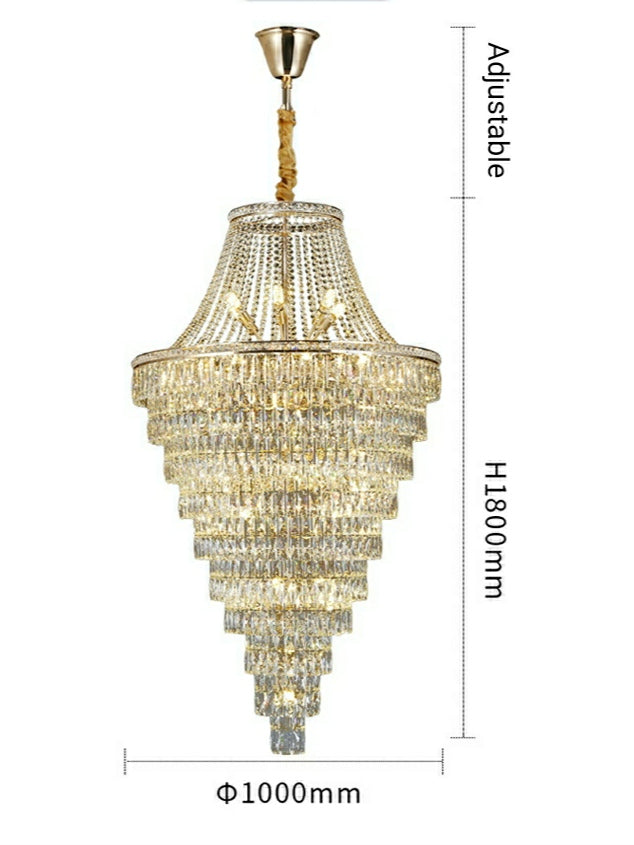 Riviko Grand Radiance Tiered K9 Crystal Chandelier - Background Shot