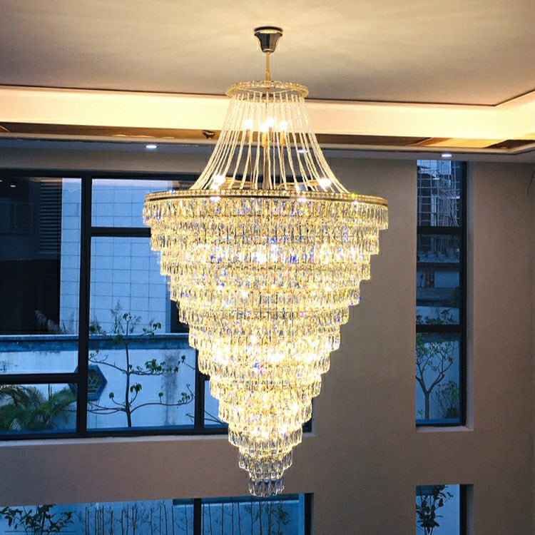 Riviko Grand Radiance Tiered K9 Crystal Chandelier - grand American estate foyer