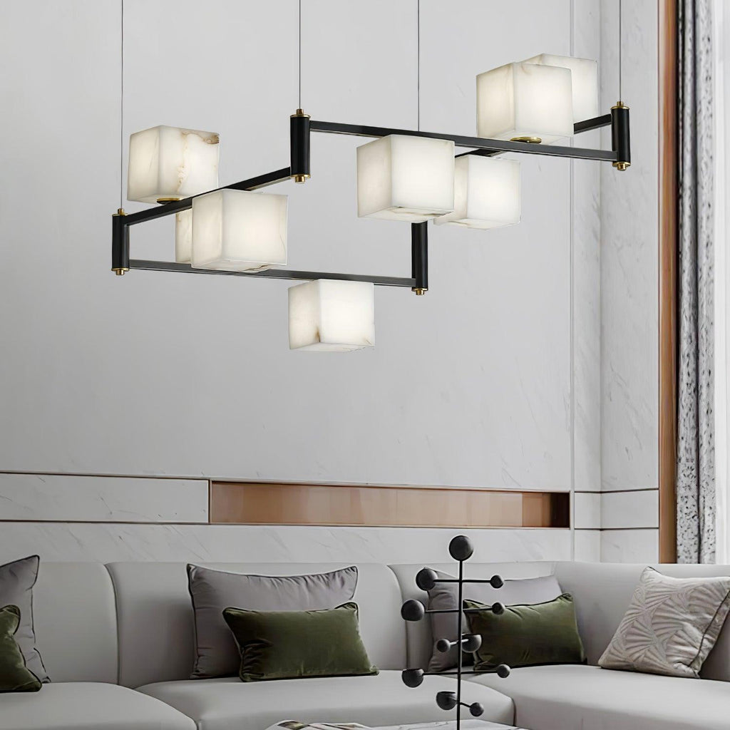 Alabaster Square Box Chandelier - Riviko