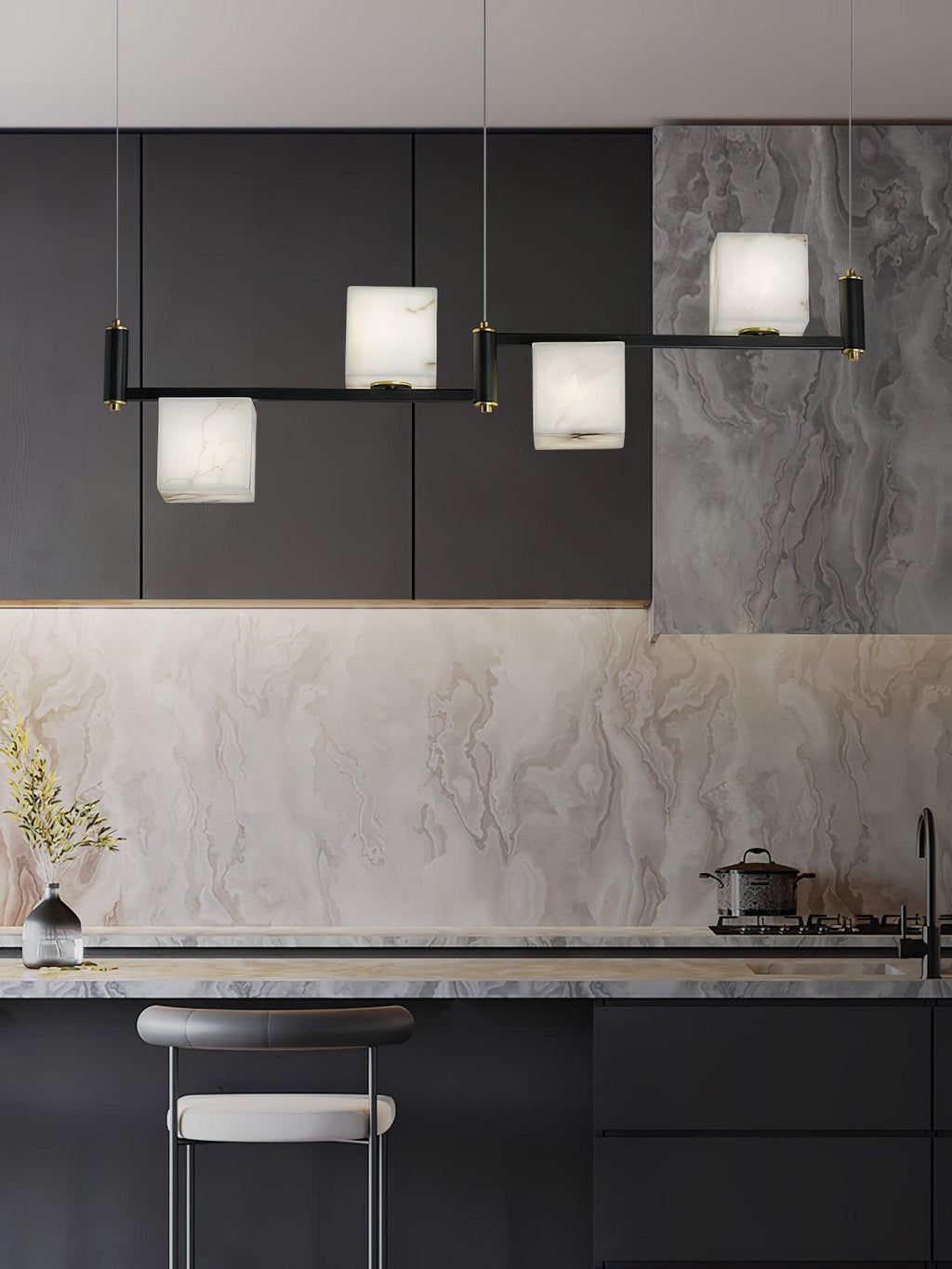 Alabaster Square Box Chandelier - Riviko