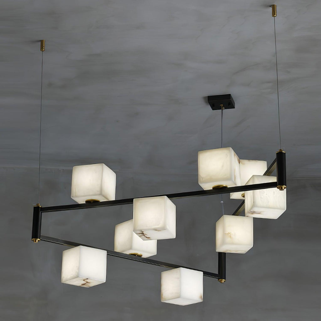 Alabaster Square Box Chandelier - Riviko