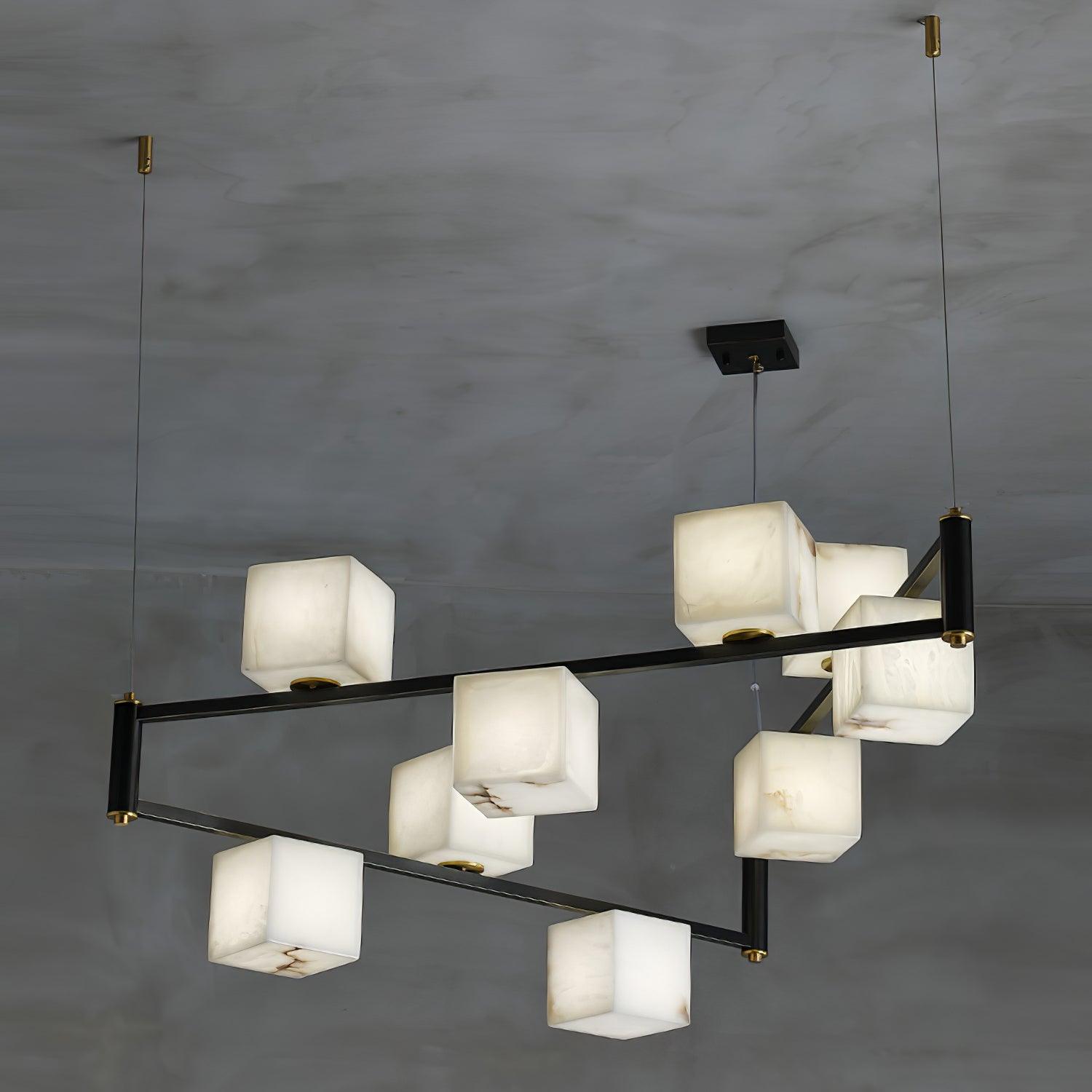 Alabaster Square Box Chandelier - Riviko