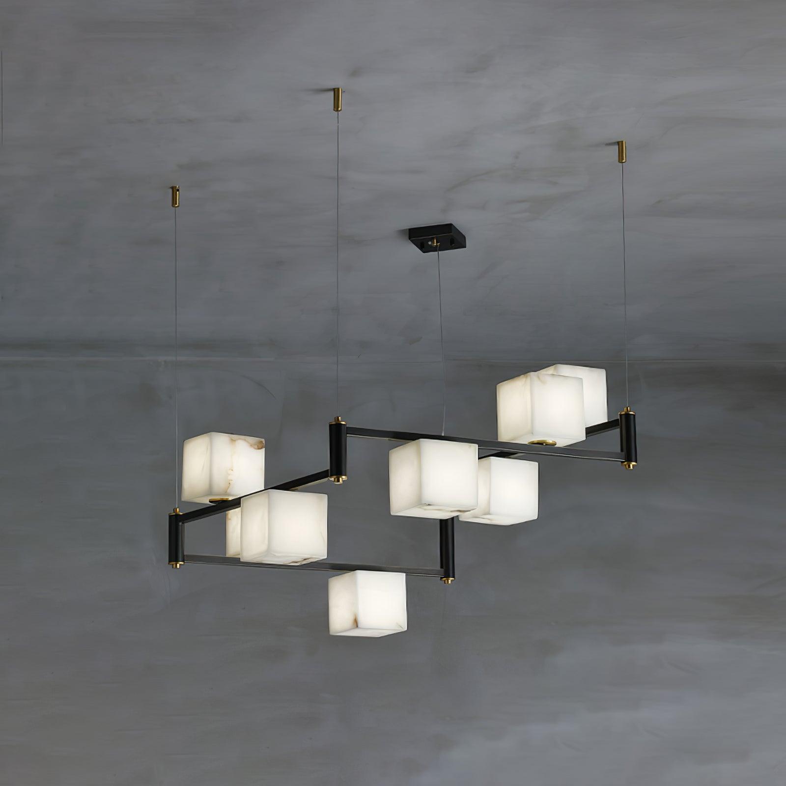 Alabaster Square Box Chandelier - Riviko