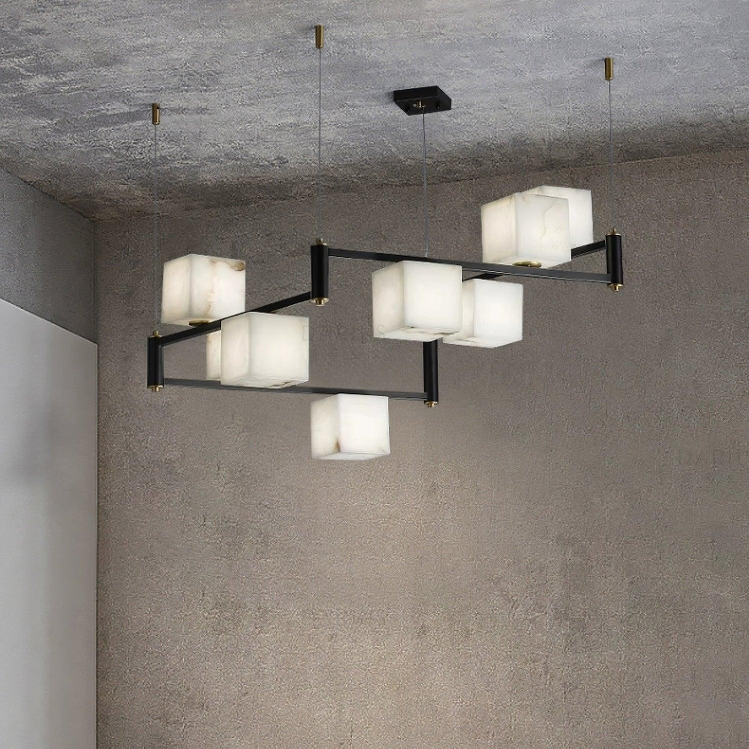 Alabaster Square Box Chandelier - Riviko