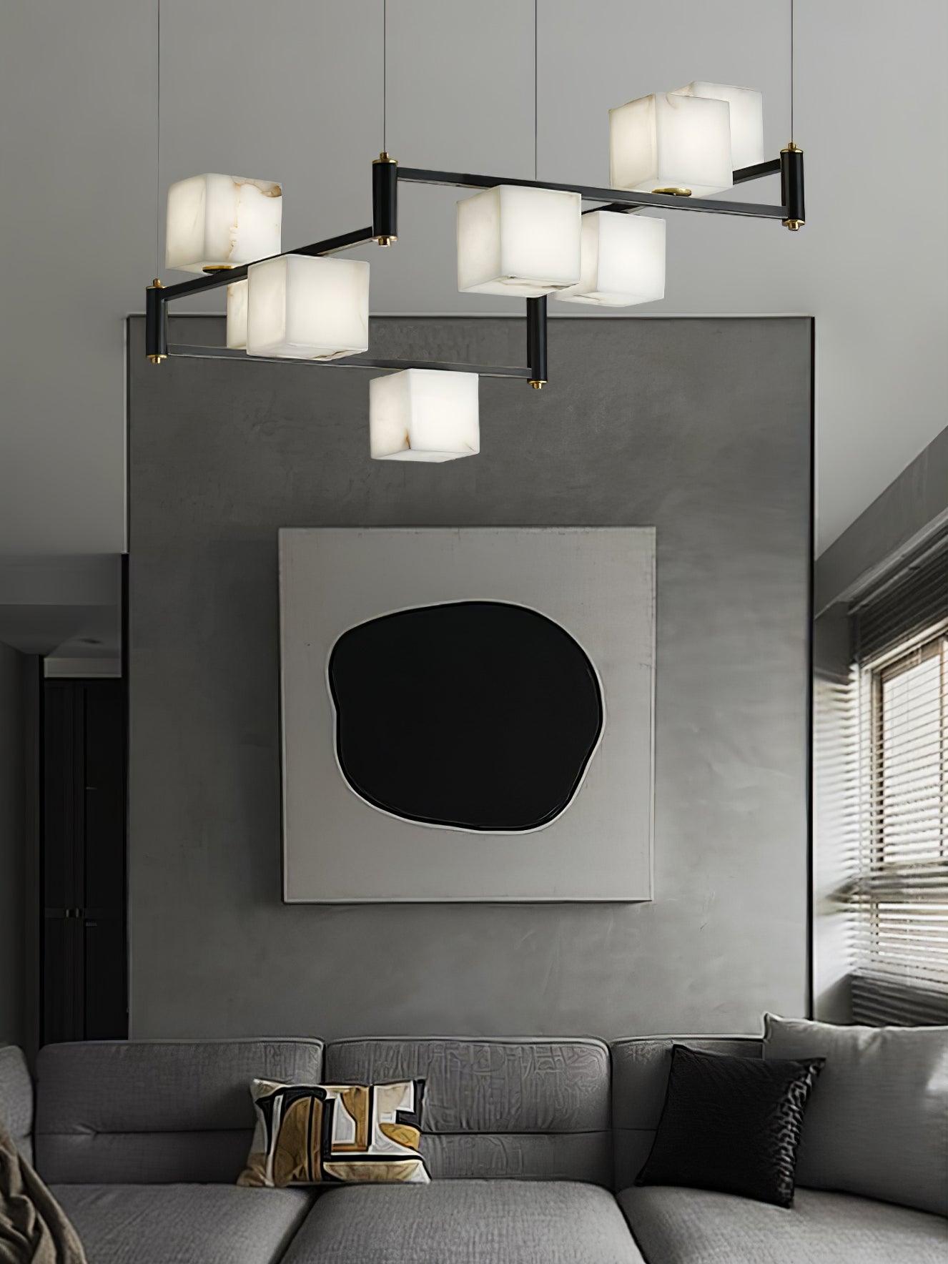 Alabaster Square Box Chandelier - Riviko