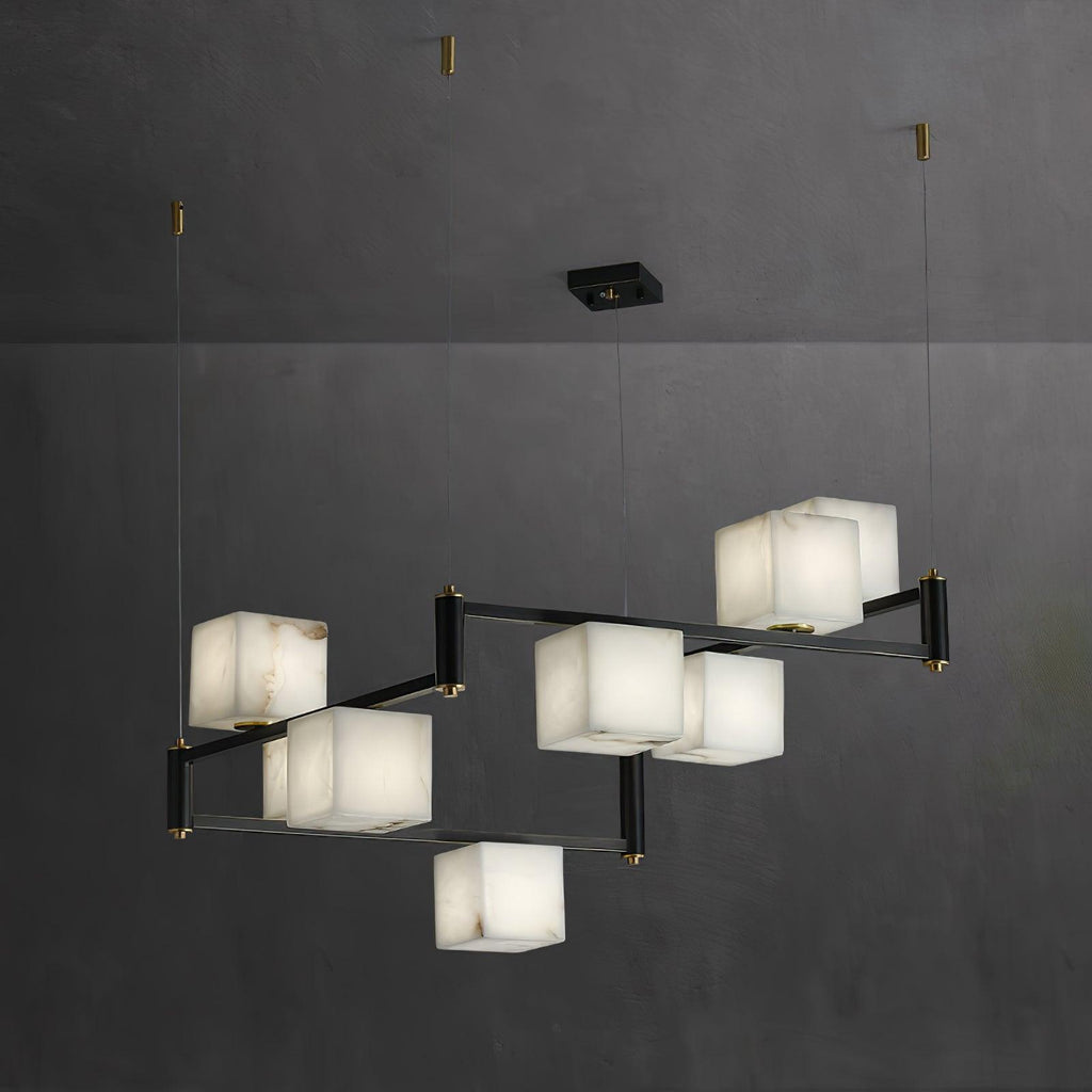 Alabaster Square Box Chandelier - Riviko