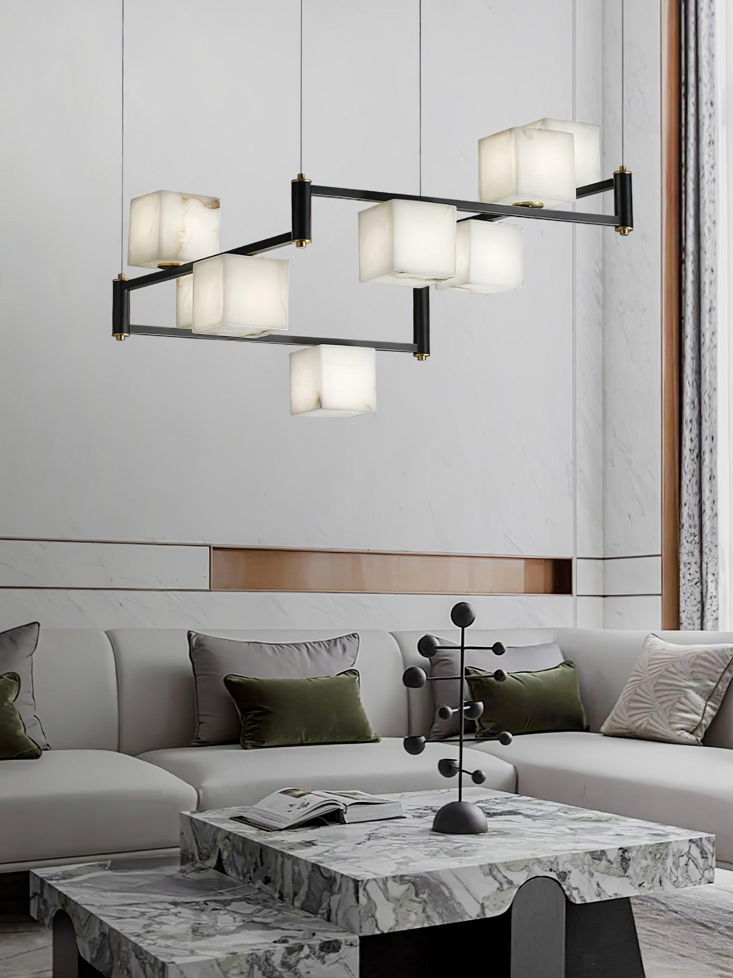 Alabaster Square Box Chandelier - Riviko