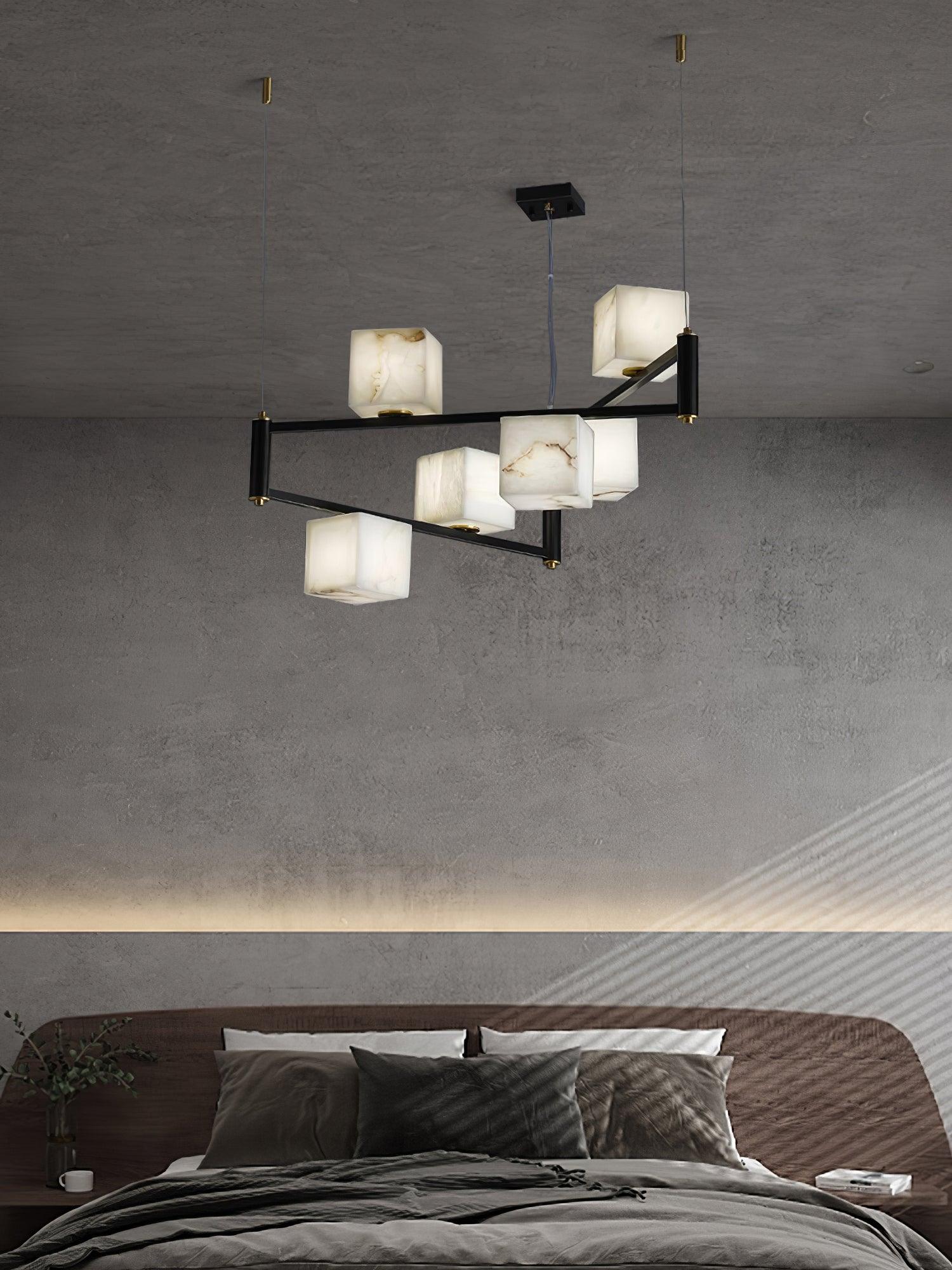 Alabaster Square Box Chandelier - Riviko