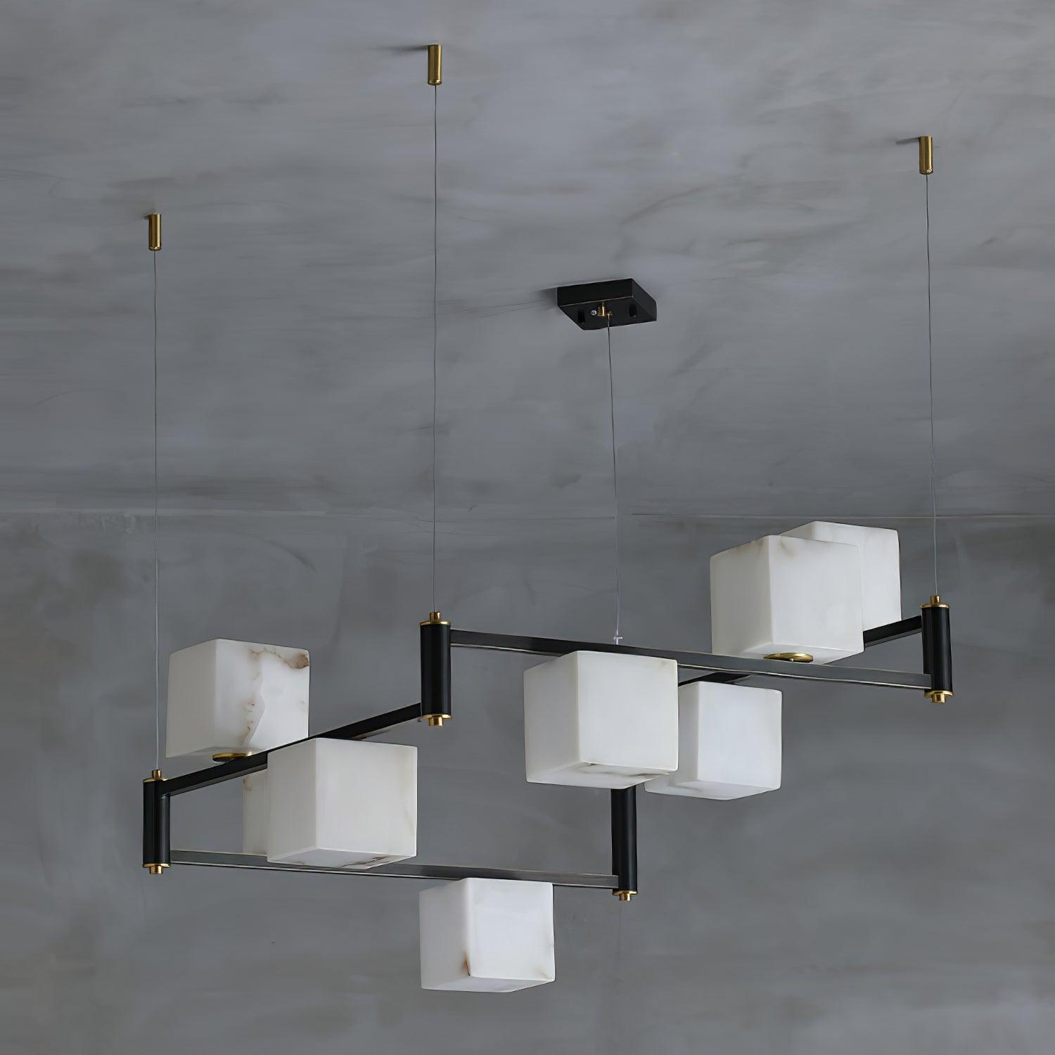 Alabaster Square Box Chandelier - Riviko