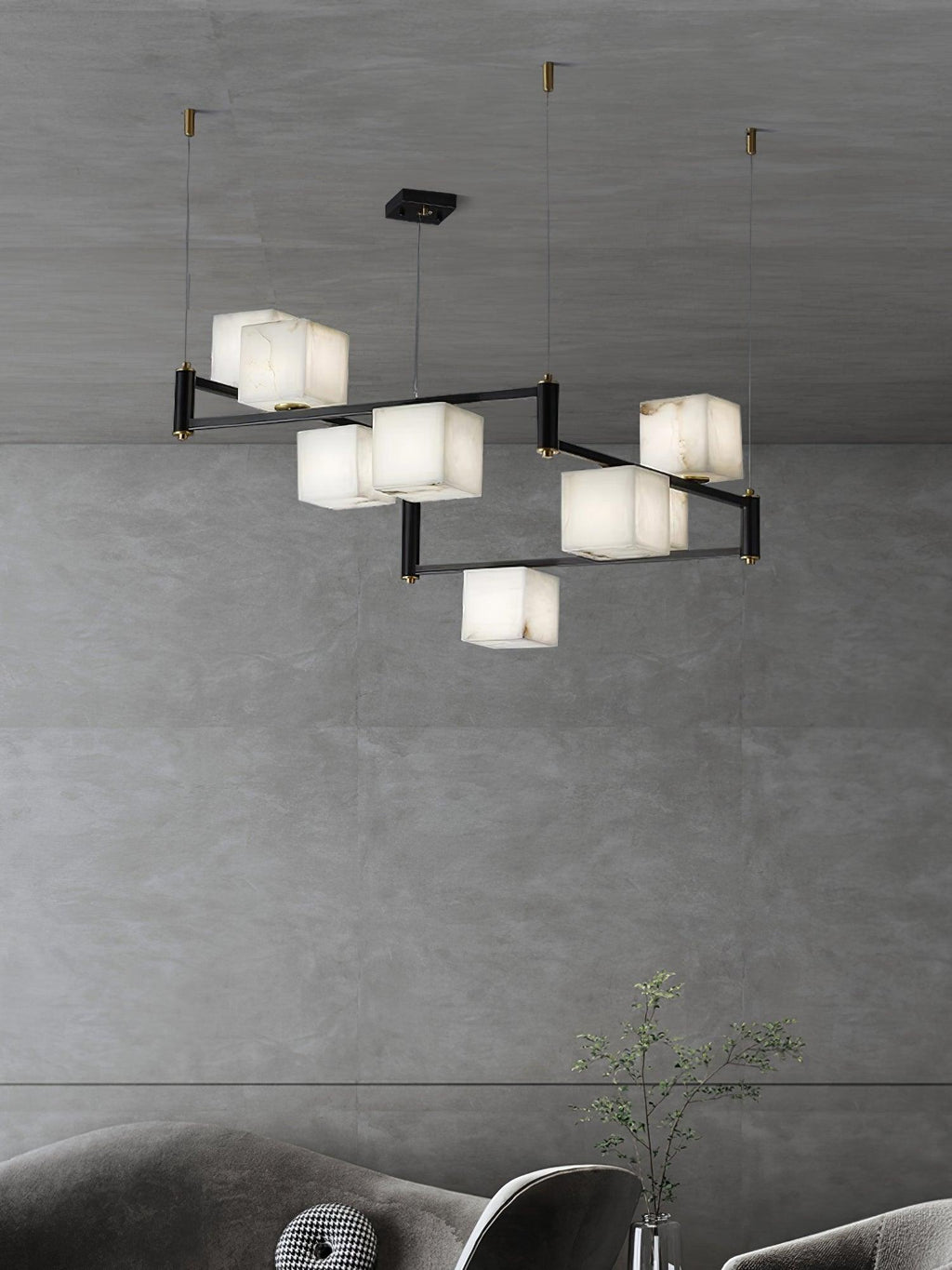 Alabaster Square Box Chandelier - Riviko