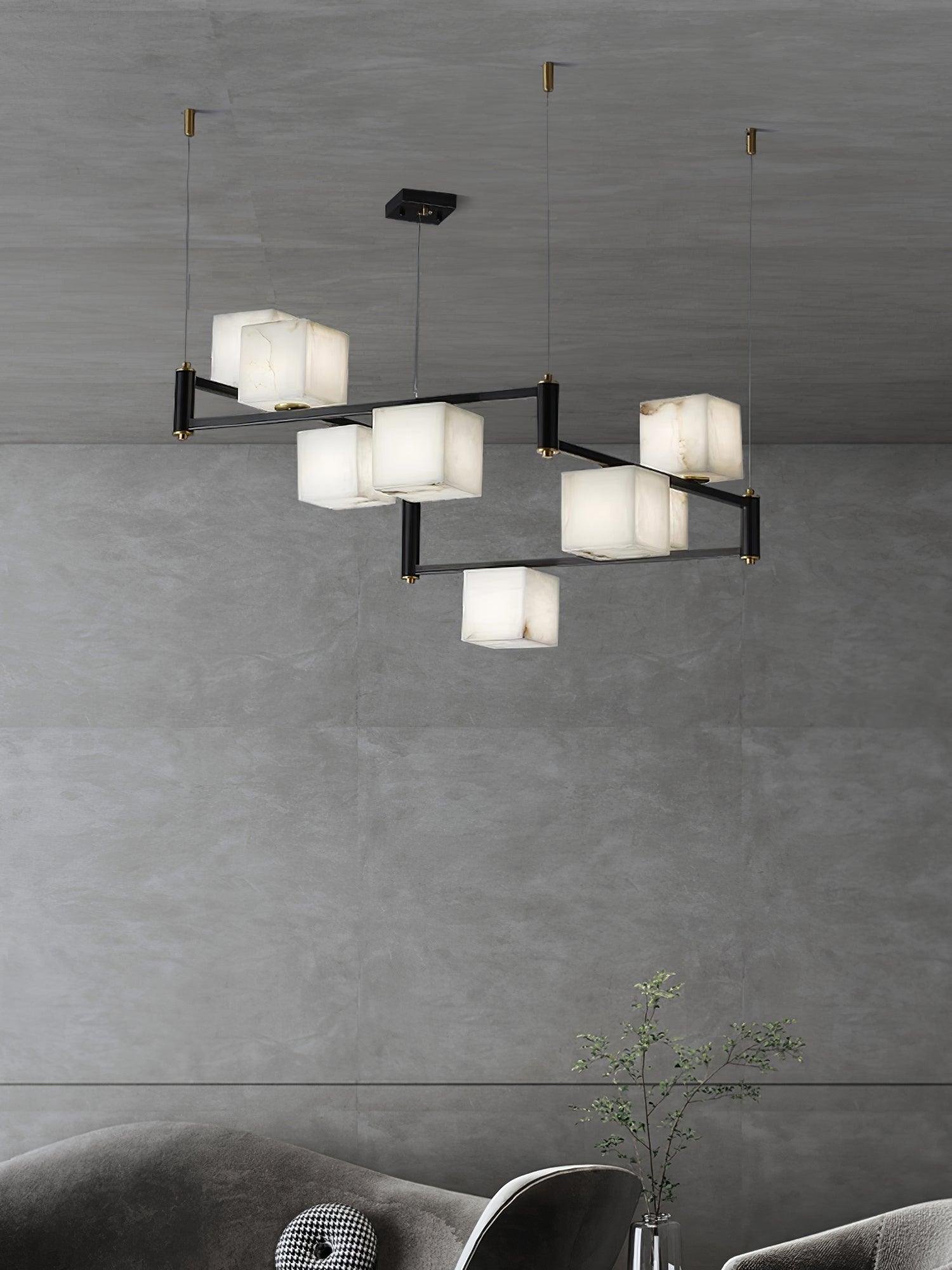 Alabaster Square Box Chandelier - Riviko