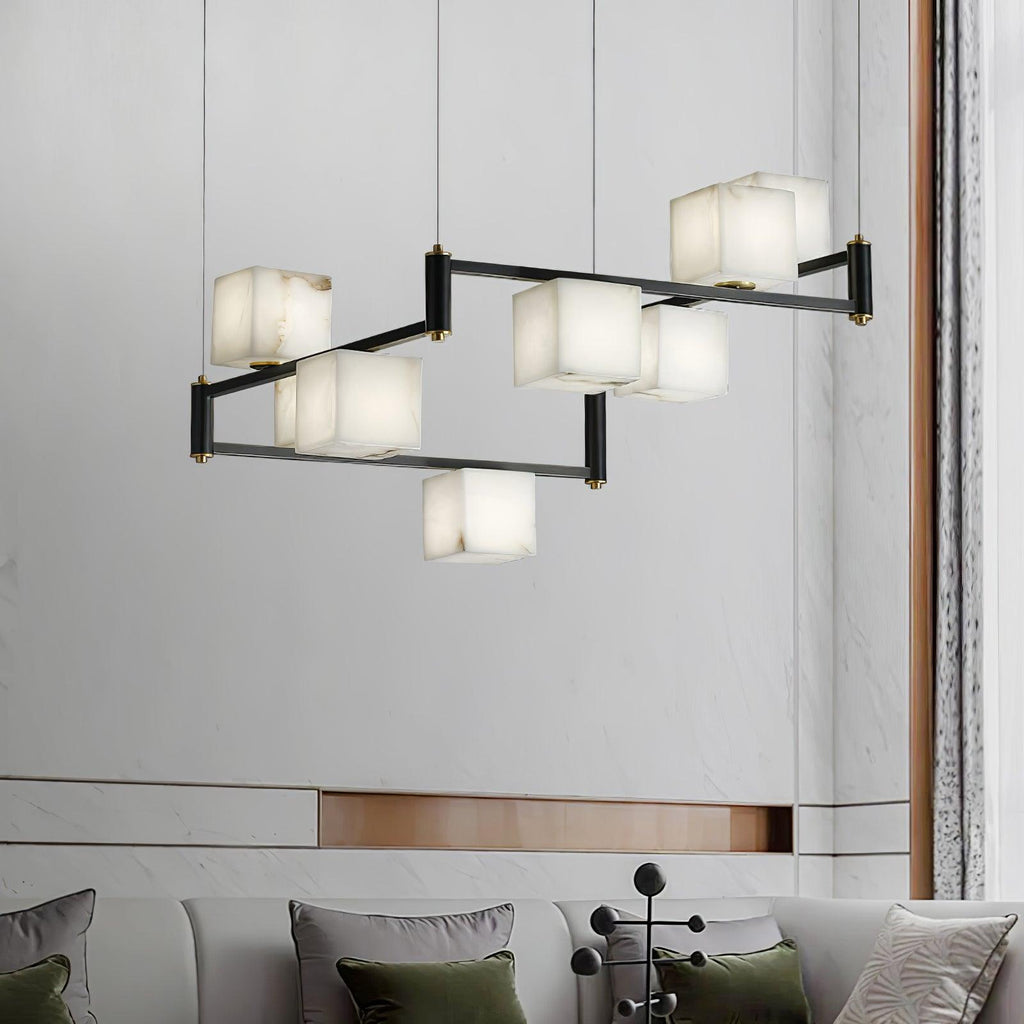 Alabaster Square Box Chandelier - Riviko