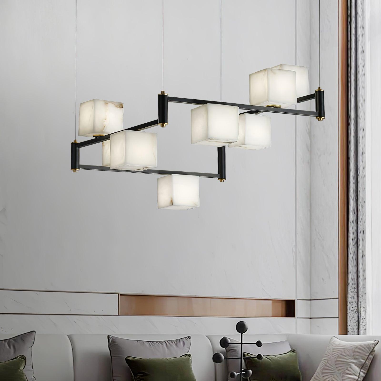 Alabaster Square Box Chandelier - Riviko