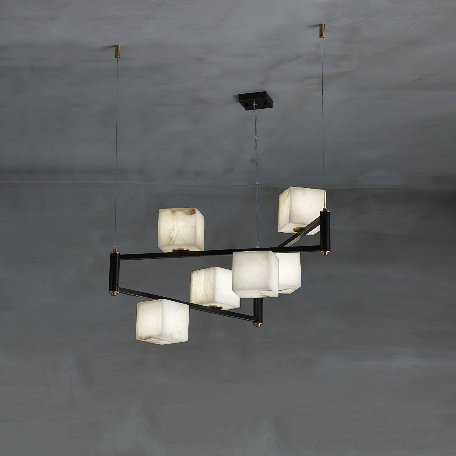 Alabaster Square Box Chandelier - Riviko