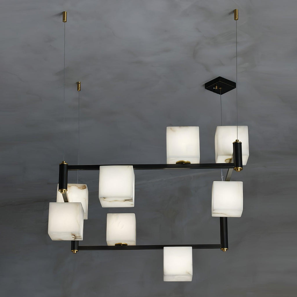 Alabaster Square Box Chandelier - Riviko