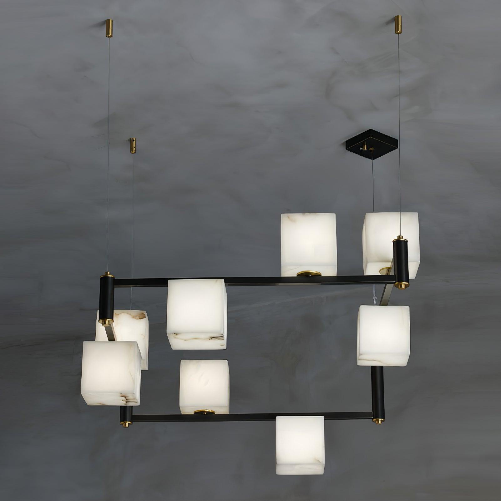 Alabaster Square Box Chandelier - Riviko