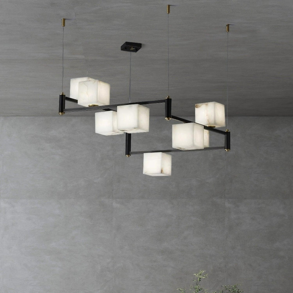 Alabaster Square Box Chandelier - Riviko