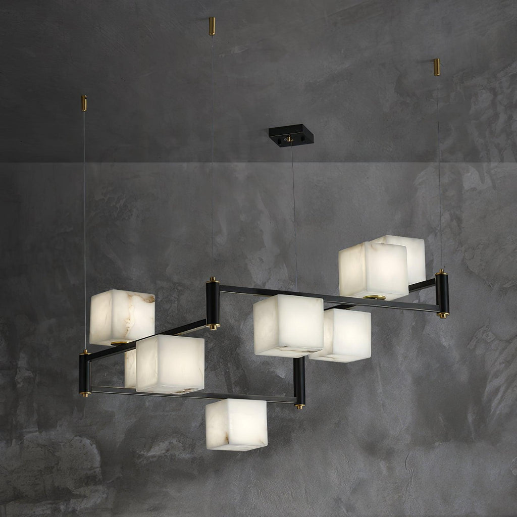 Alabaster Square Box Chandelier - Riviko
