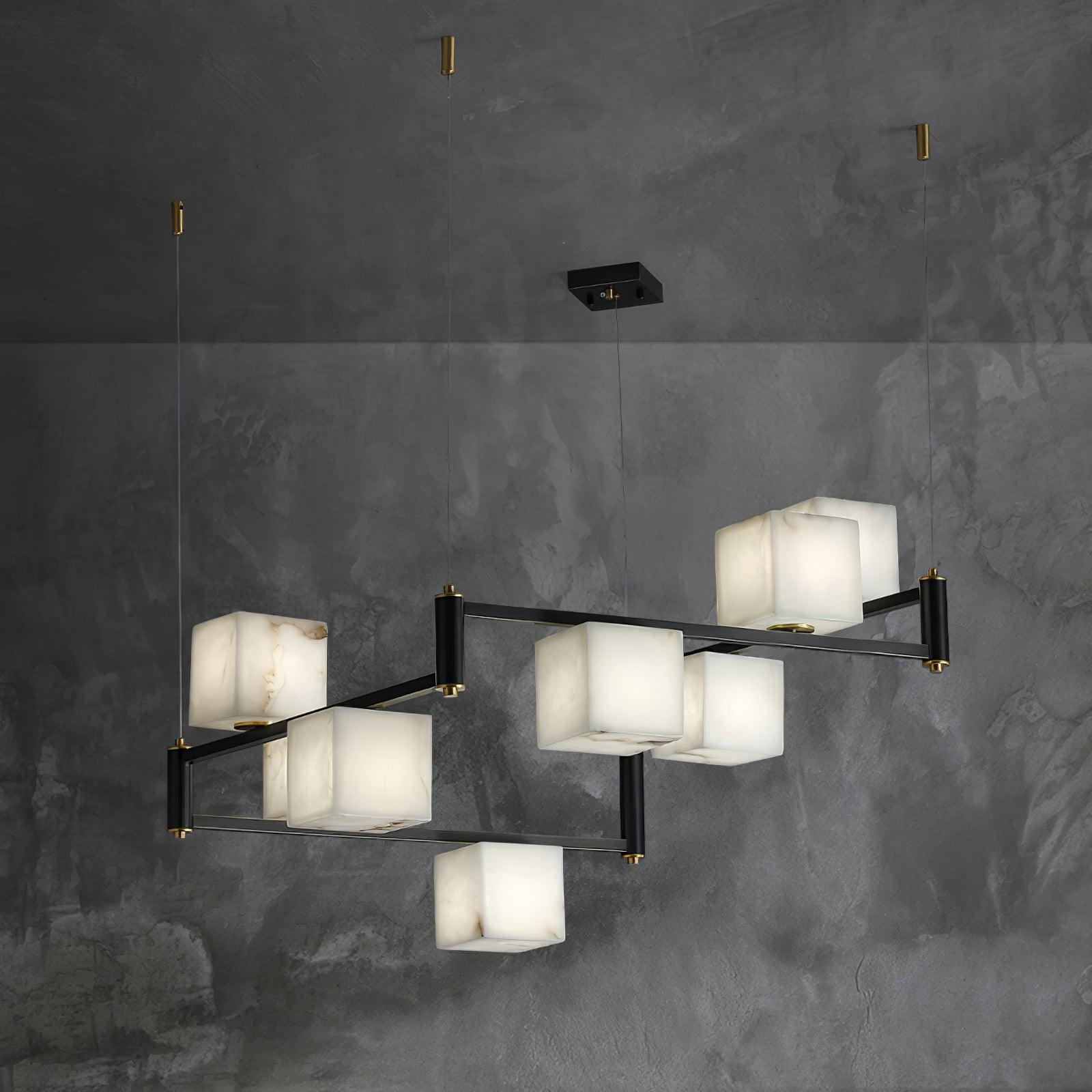 Alabaster Square Box Chandelier - Riviko