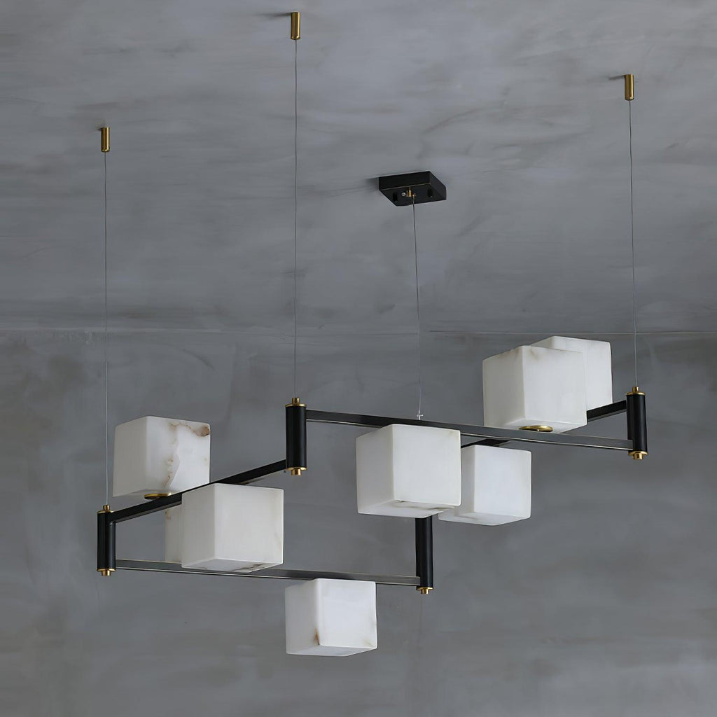 Alabaster Square Box Chandelier - Riviko