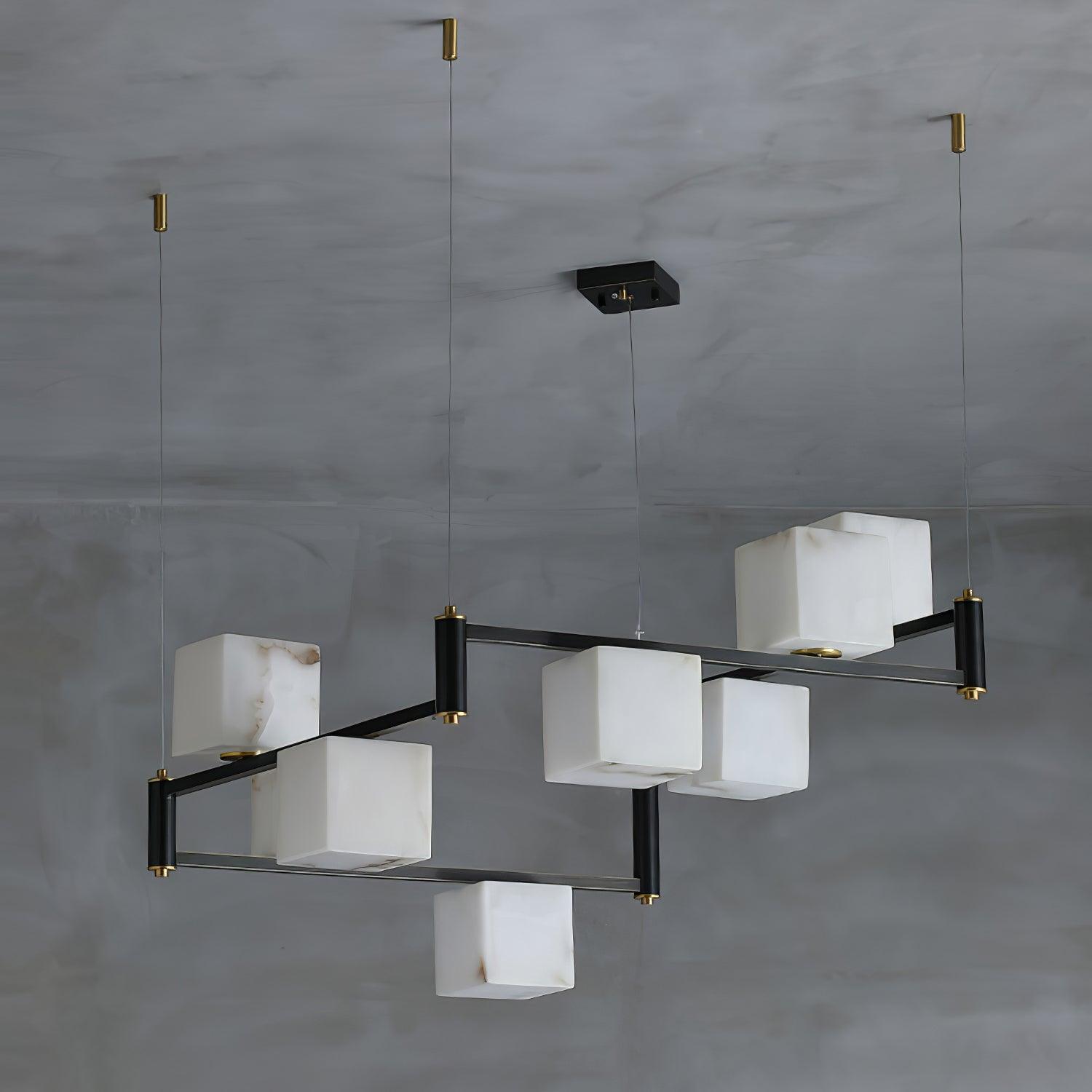 Alabaster Square Box Chandelier - Riviko