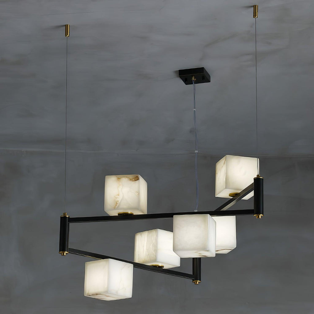 Alabaster Square Box Chandelier - Riviko