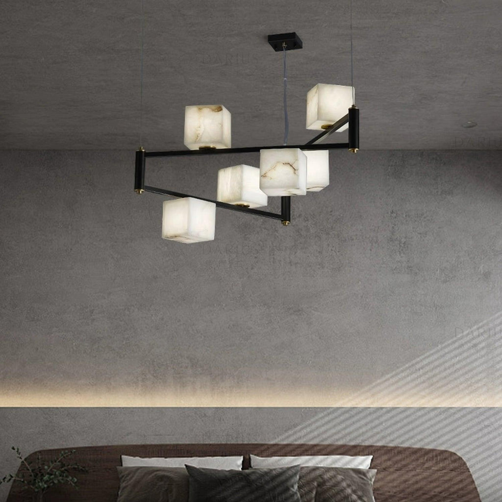 Alabaster Square Box Chandelier - Riviko