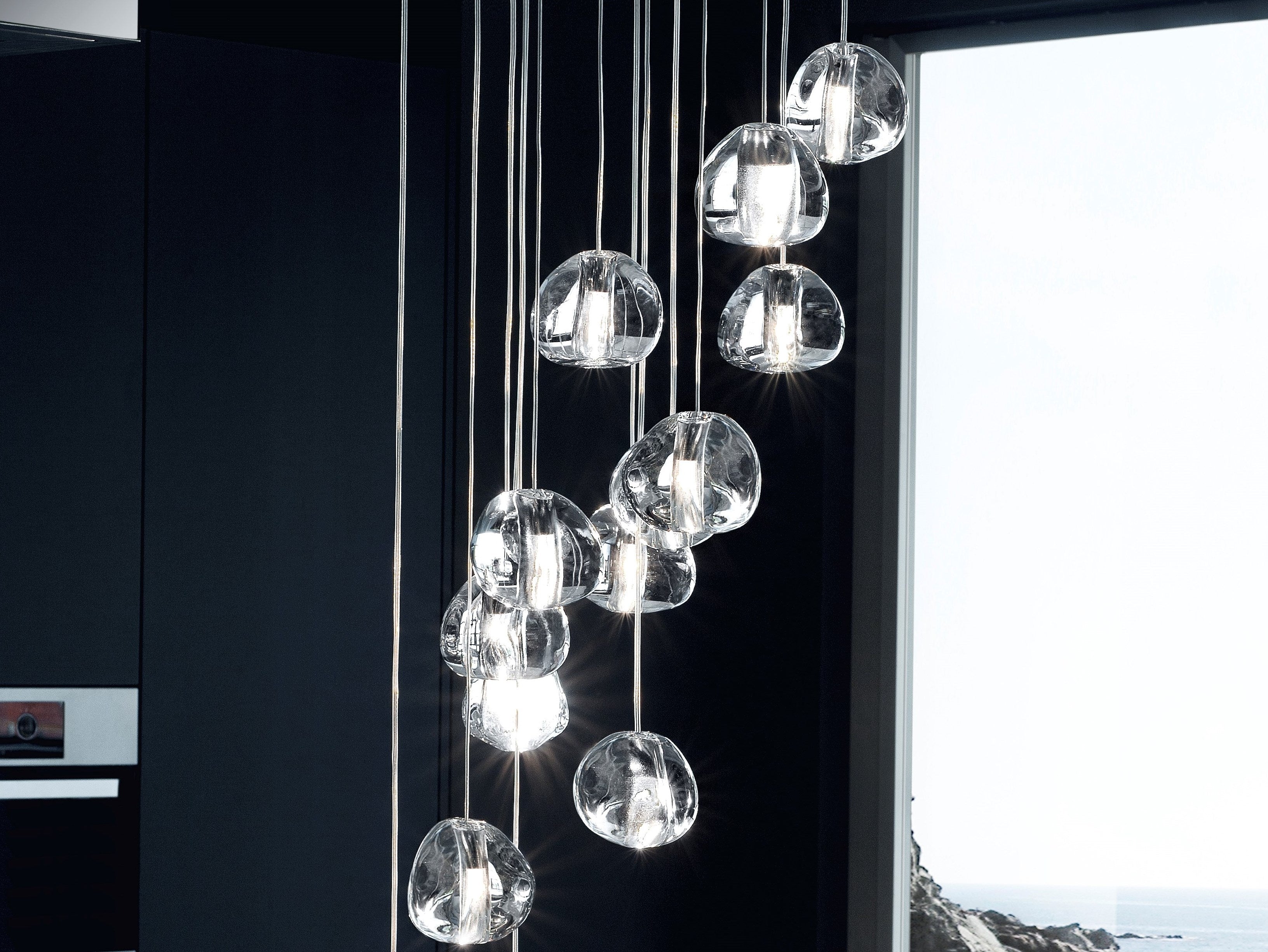 Cherry Crystal Spiral Chandelier