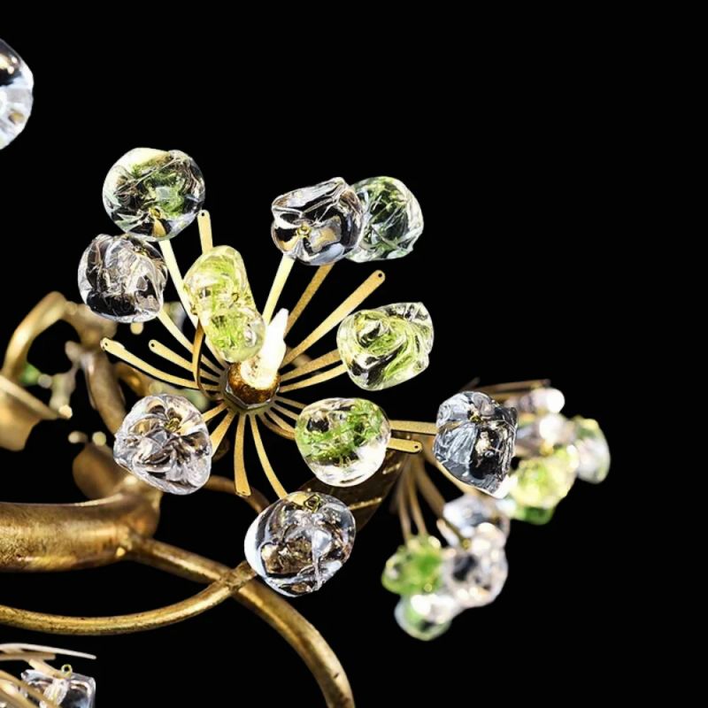 Modes Brass Ring Stone Flower Chandelier - Riviko