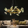Modes Brass Ring Stone Flower Chandelier - Riviko