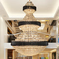 Riviko Grand Obsidian K9 Crystal Round Chandelier - grand American foyer with two-story ceiling