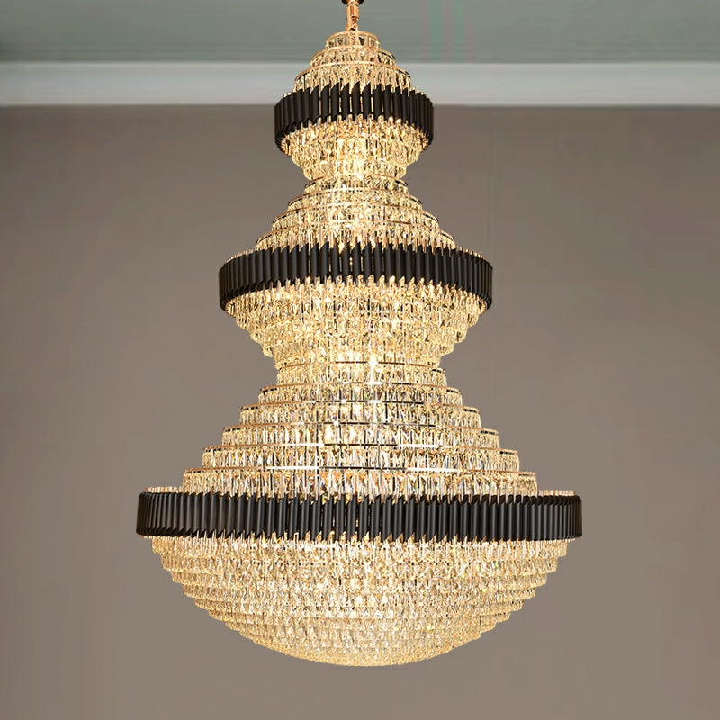 Riviko Grand Obsidian K9 Crystal Round Chandelier - Background Shot