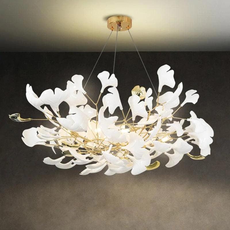 Riviko Ginkgo Bloom Ceramic Petal Chandelier - Background Shot
