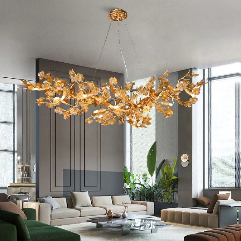 Riviko Veridian Bloom Linear Chandelier - modern American farmhouse dining room
