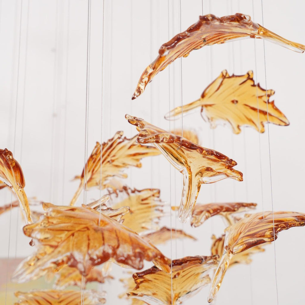 Multicolor Crystal Spiral Maple Leaf Chandelier